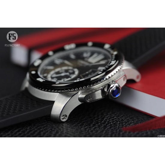 Cartier-Calibre de Cartier 42mm SS/RU Black F5F 1:1 Cal.1904-PS
