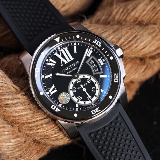 Cartier-Calibre de Cartier 42mm SS/RU Blue F5F 1:1 Cal.1904-PS