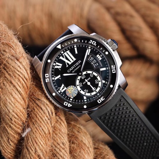 Cartier-Calibre de Cartier 42mm SS/RU Blue F5F 1:1 Cal.1904-PS