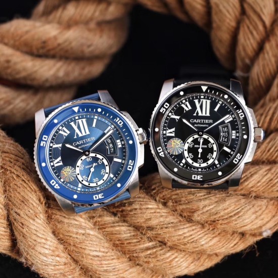 Cartier-Calibre de Cartier 42mm SS/RU Blue F5F 1:1 Cal.1904-PS