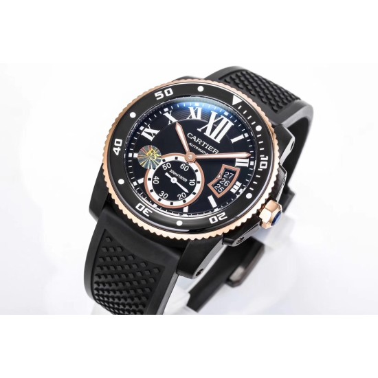 Cartier-Calibre de Cartier 42mm RG/SS/RU Black F5F 1:1 Cal.1904-PS