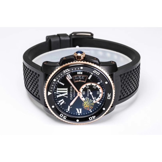 Cartier-Calibre de Cartier 42mm RG/SS/RU Black F5F 1:1 Cal.1904-PS