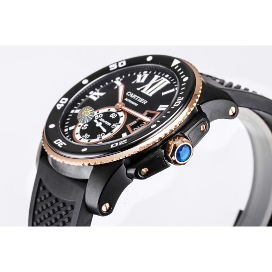 Cartier-Calibre de Cartier 42mm RG/SS/RU Black F5F 1:1 Cal.1904-PS