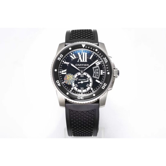 Cartier-Calibre de Cartier 42mm SS/RU Black F5F 1:1 Cal.1904-PS