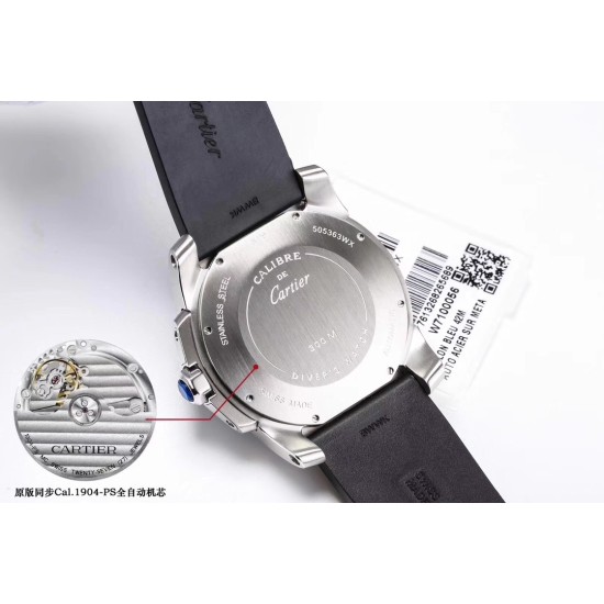 Cartier-Calibre de Cartier 42mm SS/RU Black F5F 1:1 Cal.1904-PS