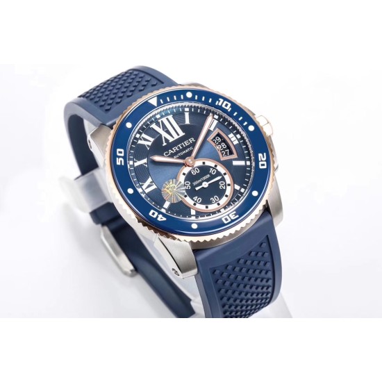 Cartier-Calibre de Cartier 42mm RG/SS/RU Blue F5F 1:1 Cal.1904-PS