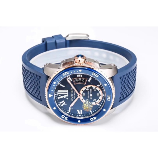 Cartier-Calibre de Cartier 42mm RG/SS/RU Blue F5F 1:1 Cal.1904-PS