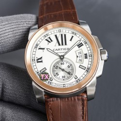 Cartier-Calibre de Cartier RG/LE White Dail/RMN TXF Cal.1904-PS