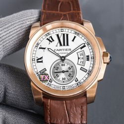 Cartier-Calibre de Cartier RG/LE White Dail/RMN TXF Cal.1904-PS