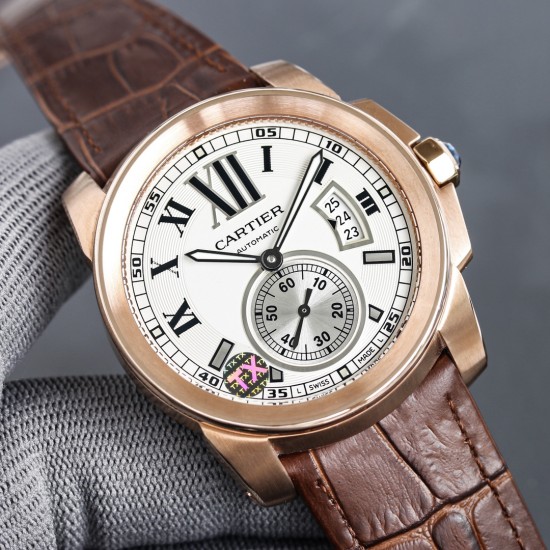 Cartier-Calibre de Cartier RG/LE White Dail/RMN TXF Cal.1904-PS