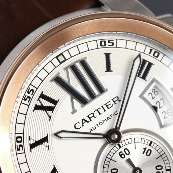 Cartier-Calibre de Cartier RG/LE White Dail/RMN TXF Cal.1904-PS