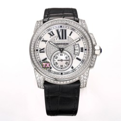 Cartier-Calibre de Cartier Diamonds SS/LE White Dail/RMN TXF Cal.1904-PS