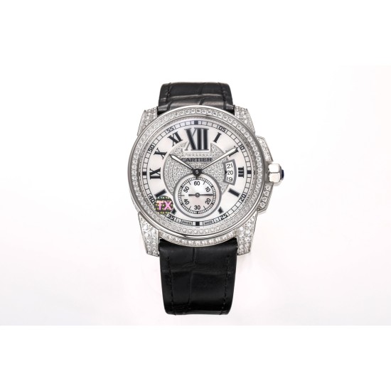 Cartier-Calibre de Cartier Diamonds RG/LE White Dail/RMN TXF Cal.1904-PS