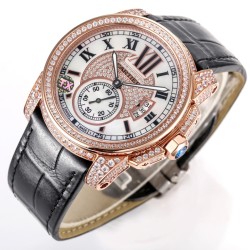 Cartier-Calibre de Cartier Diamonds RG/LE White Dail/RMN TXF Cal.1904-PS