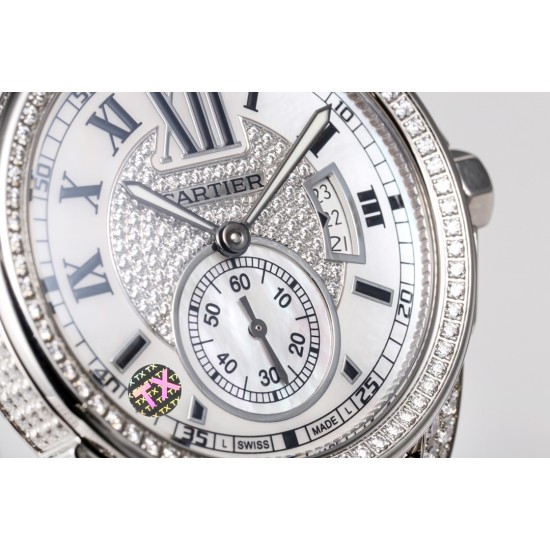 Cartier-Calibre de Cartier Diamonds RG/LE White Dail/RMN TXF Cal.1904-PS