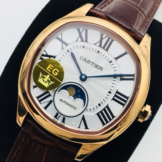 Cartier-Drive De Cartier Moonphase 40mm RG/LE White Dial EGF MY9015