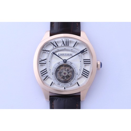 Cartier-Drive De Cartier 41mm Tourbillon RG/LE White Dial BBRF Tourbillon