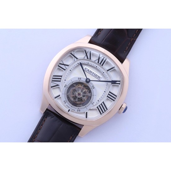 Cartier-Drive De Cartier 41mm Tourbillon RG/LE White Dial BBRF Tourbillon