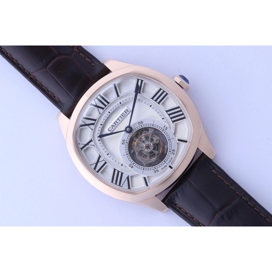 Cartier-Drive De Cartier 41mm Tourbillon RG/LE White Dial BBRF Tourbillon