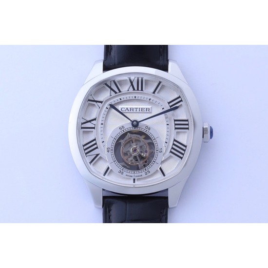 Cartier-Drive De Cartier 41mm Tourbillon SS/LE White Dial BBRF Tourbillon