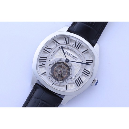 Cartier-Drive De Cartier 41mm Tourbillon SS/LE White Dial BBRF Tourbillon