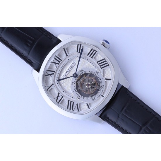 Cartier-Drive De Cartier 41mm Tourbillon SS/LE White Dial BBRF Tourbillon
