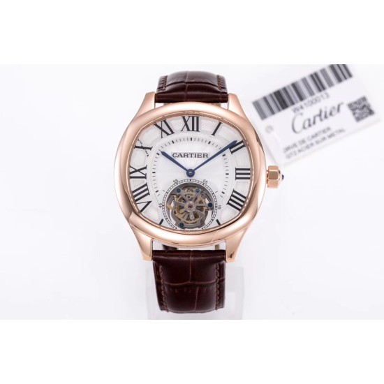 Cartier-Drive De Cartier 40mm RG/LE White Textured Dial BLSF Tourb