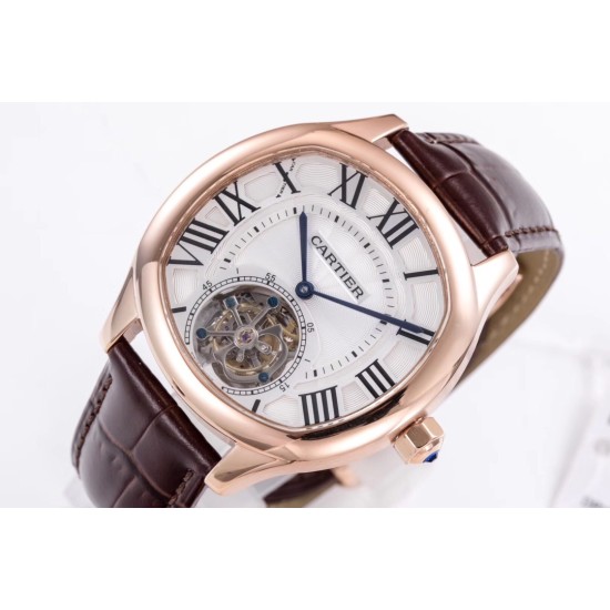 Cartier-Drive De Cartier 40mm RG/LE White Textured Dial BLSF Tourb