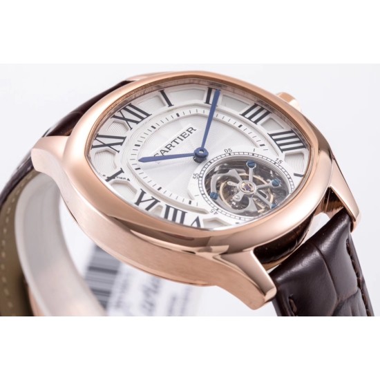 Cartier-Drive De Cartier 40mm RG/LE White Textured Dial BLSF Tourb