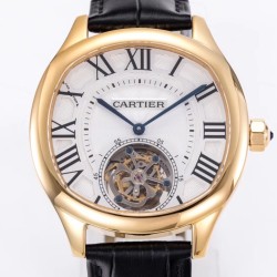 Cartier-Drive De Cartier 40mm YG/LE White Textured Dial BLSF Tourb
