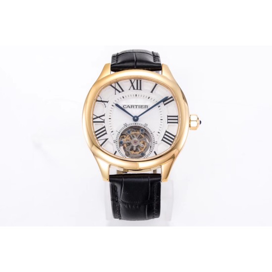 Cartier-Drive De Cartier 40mm YG/LE White Textured Dial BLSF Tourb