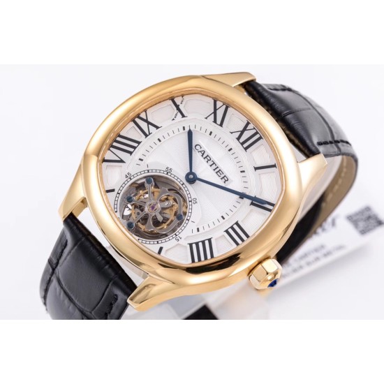 Cartier-Drive De Cartier 40mm YG/LE White Textured Dial BLSF Tourb