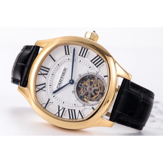 Cartier-Drive De Cartier 40mm YG/LE White Textured Dial BLSF Tourb