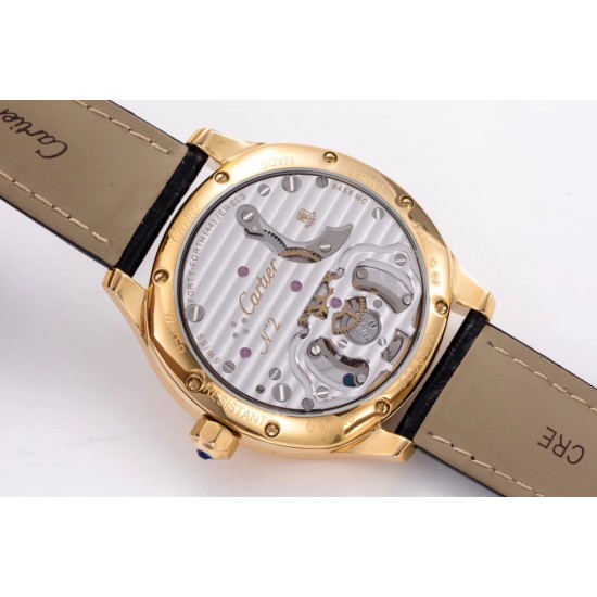 Cartier-Drive De Cartier 40mm YG/LE White Textured Dial BLSF Tourb