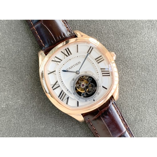 Cartier-Drive De Cartier 41mm Tourbillon RG/LE White Tourbillon