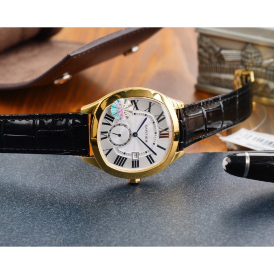 Cartier-Drive De Cartier 40mm YG/LE White Dial TWF Automatic