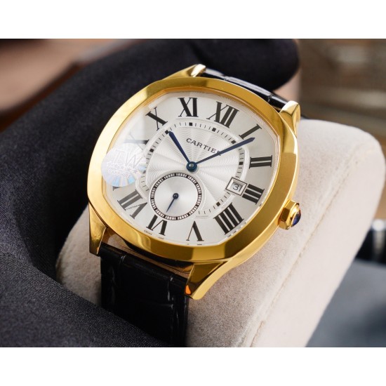 Cartier-Drive De Cartier 40mm YG/LE White Dial TWF Automatic