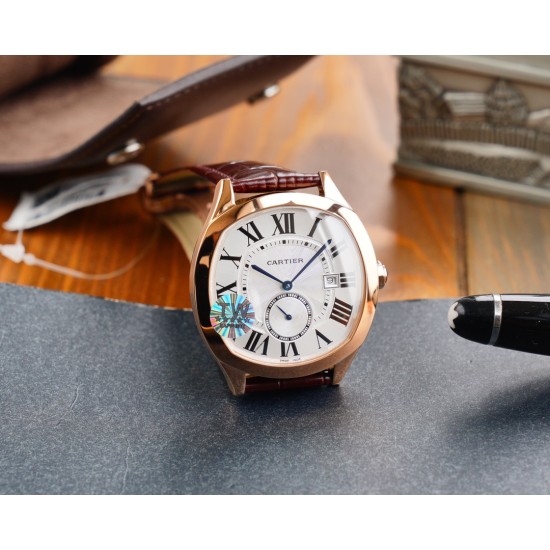 Cartier-Drive De Cartier 40mm RG/LE White Dial TWF Automatic