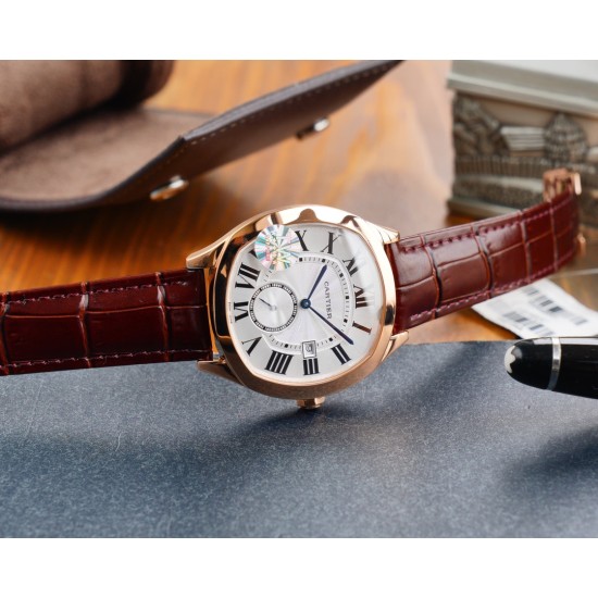 Cartier-Drive De Cartier 40mm RG/LE White Dial TWF Automatic