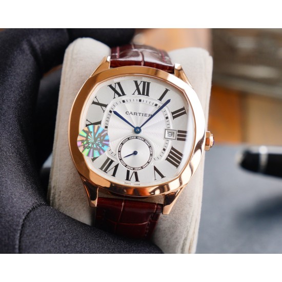 Cartier-Drive De Cartier 40mm RG/LE White Dial TWF Automatic