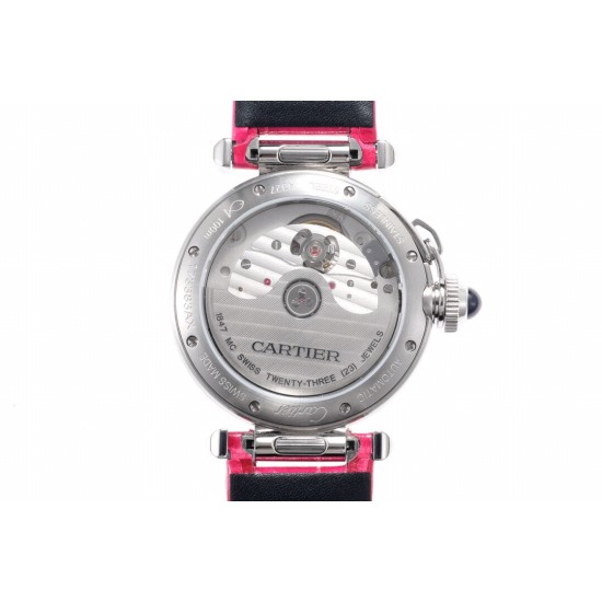 Cartier-Pasha Ladies 35mm SS/LE White/Num Red BVF 9039