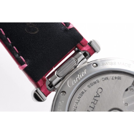 Cartier-Pasha Ladies 35mm SS/LE White/Num Red BVF 9039