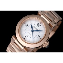 Cartier-Pasha Ladies 35.5mm RG/RG White/Num/Dia BVF Automatic