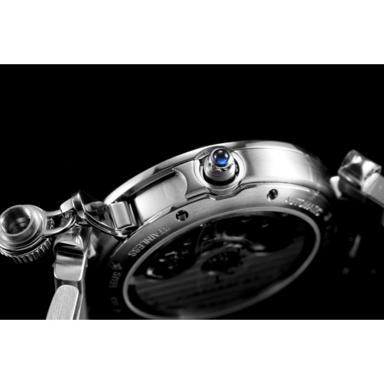 Cartier-Pasha Ladies 35mm SS/SS White/Num/Dia BVF Automatic