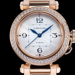 Cartier-Pasha Ladies 35mm RG/RG White/Num Diam BVF Automatic