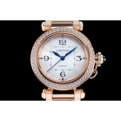 Cartier-Pasha Ladies 35mm RG/RG White/Num Diam BVF Automatic