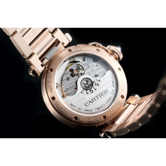 Cartier-Pasha Ladies 35mm RG/RG White/Num Diam BVF Automatic