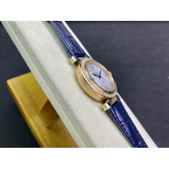 Cartier-Pasha Ladies 35mm WGPA0013 YG/LE White/Num Diam 3KF 1847