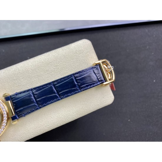 Cartier-Pasha Ladies 35mm WGPA0013 YG/LE White/Num Diam 3KF 1847