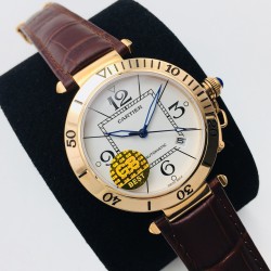 Cartier-Pasha Man 41mm RG/LE White/Num GBF 9015